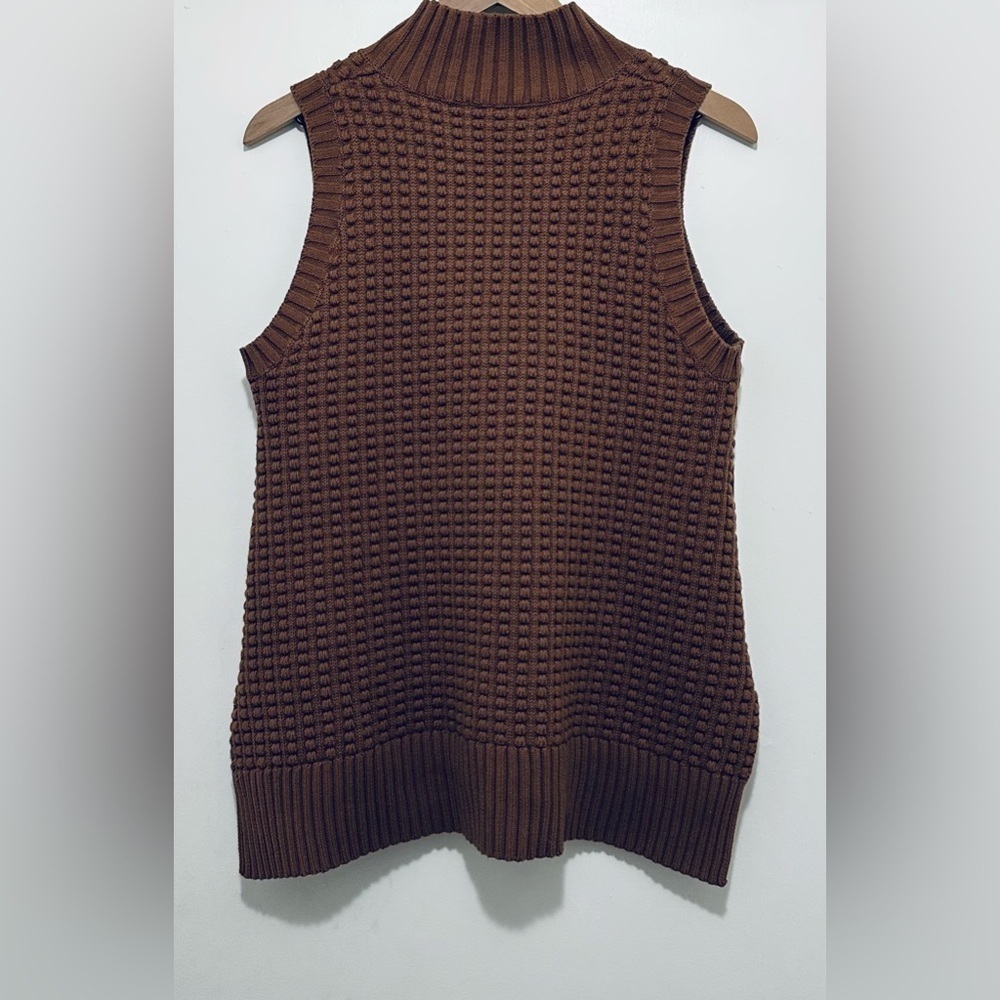French Connection Mozart Popcorn Stitch Brown Sleeveless Sweater, Women’s Large - Picture 2 of 10